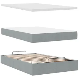 vidaXL Ottoman-Bett mit Matratze Hellgrau 120x200 cm Stoff
