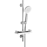 Görbach Brausestange Set mit Handbrause, Schlauch und Halterung, Verstellbar Duschset passend für vorhandene Bohrlöcher, Edelstahl Duschstange 70 cm mit Duschablage, Chrom