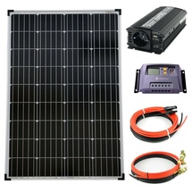 Solartronics Komplettset 1x100Watt 12Volt 1000mm Spannungswandler 600W 10A Laderegler gelb Inselanlage