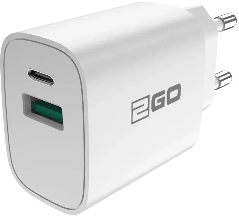 2GO Ladegerät 20W 2-Port 1x USB-C 1x USB-A USB-C Kabel