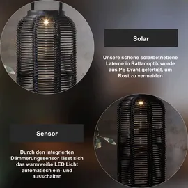 Star Trading LED Solar-Laterne Runda Metall/Kunststoff 15x30 cm 1-tlg schwarz