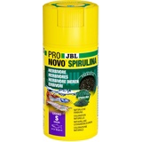 JBL PRONOVO SPIRULINA GRANO, Grünfuttergranulat für alle Aquarienfische und Garnelen von 3-10 cm, Fischfutter-Granulat, Klickdosierer, Größe S, 100 ml