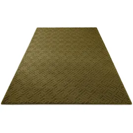 WECON HOME Teppich WECON HOME "Castello TWO", grün (oliv grün), B:200cm H:7mm L:300cm, Schurwolle, Teppiche, Teppich, Schurwolle, Kurzflor mit Hoch-Tief-Effekt, Wohnzimmer, Rautenmuster