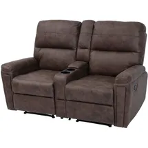 Mendler 2er Kinosessel HWC-K17, Relaxsessel Fernsehsessel Sofa, Nosagfederung Getränkehalter Fach ~ Stoff/Textil braun