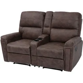 Mendler 2er Kinosessel HWC-K17, Relaxsessel Fernsehsessel Sofa, Nosagfederung Getränkehalter Fach ~ Stoff/Textil braun