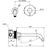 PaulGurkes Unterputz Waschtischarmatur 280mm Ausladung Rund Mischbatterie