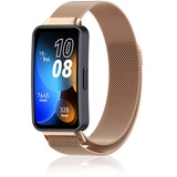 Niboow Armband Kompatibel mit Huawei Band 8/Huawei Band 9, Edelstahl Einstellbar Ersatzband Magnetversch Mesh Metall Uhrenarmband Armbänder für Huawei Band 8/Band 9 - Roségold