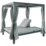 Mendler Lounge-Gartenliege HWC-J66, XL Sonnenliege Bali-Liege Doppelliege Outdoor-Bett, 10cm-Polster aus Olefin Alu ~ grau