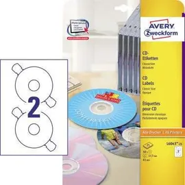 Avery Zweckform CD/DVD-Etiketten L6043-25 Weiß Ø 117mm 25 Blatt 50 St.