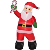 Homcom Aufblasbarer Weihnachtsmann mit Zuckerstange 250 cm LED mit Gebläse Weihnachts-Party Weihnachtsdekoration Weiß+Rot+Grün 140 x 85 x 250 cm