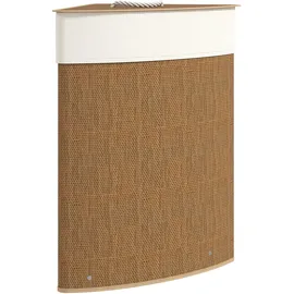 Homcom Bambus Wäschekorb mit Deckel 55 L Eck Wäschesammler mit herausnehmbarer Wäschesack, Wäschebox Laundry Baskets für Badezimmer Waschküche Schlafzimmer Braun