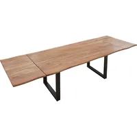 SAM Outillage Baumkantentisch Akazie stonefarben 220 (320) x 100 cm Ansteckplatten schwarz Norina