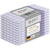 Glart 48KV2 Geschirrtücher Set – 10 Stück à 50x70 cm – 100 % Baumwolle – 300 GSM – Oeko-TEX Zertifiziert – Lila kariert – Küchenhandtücher waschbar & saugstark