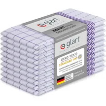 Glart 48KV2 Geschirrtücher Set – 10 Stück à 50x70 cm – 100 % Baumwolle – 300 GSM – Oeko-TEX Zertifiziert – Lila kariert – Küchenhandtücher waschbar & saugstark