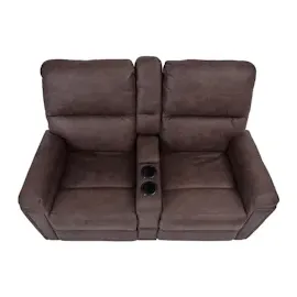 Mendler 2er Kinosessel HWC-K17, Relaxsessel Fernsehsessel Sofa, Nosagfederung Getränkehalter Fach ~ Stoff/Textil braun