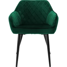 ML-Design Set Esszimmerstühle mit Armlehne und Rückenlehne, Dunkelgrün, Küchenstuhl mit Samtbezug, Polsterstuhl mit Metallbeinen, Ergonomischer