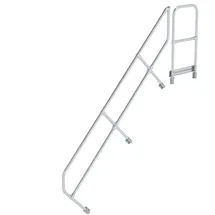 MUNK zweiter Handlauf Aluminium-Treppe mit Plattform 45° 9 Stufen