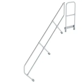 MUNK zweiter Handlauf Aluminium-Treppe mit Plattform 45° 9 Stufen