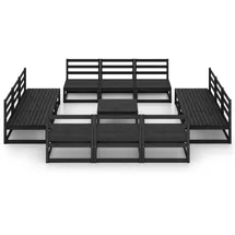 vidaXL 13-tlg. Garten-Lounge-Set Schwarz Massivholz Kiefer