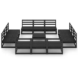 vidaXL 13-tlg. Garten-Lounge-Set Schwarz Massivholz Kiefer