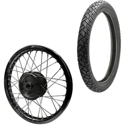 Speichenrad Felge Alu 1,6x16 passend für Simson S51 S50 S70 Schwalbe KR51 Alufelge Edelstahl Speichen Craftride AF27 schwarz + Reifen Vee Rubber VRM094 vorne hinten