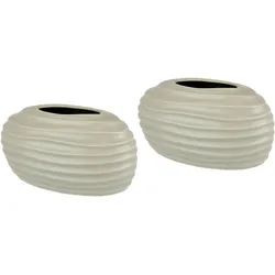Dekovase I.GE.A. "Keramik-Vase", beige, B:18cm H:10cm, Keramik, Vasen, 2er Set Kleine Vase Weiß Modern Keramik Tisch Küche Büro Pampasgras