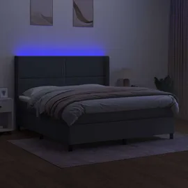 vidaXL Boxspringbett mit Matratze & LED Dunkelgrau 180x200 cm Stoff
