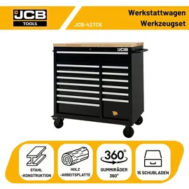 JCB Werkstattwagen Holz/Stahl 14 Schubladen blau bestückt