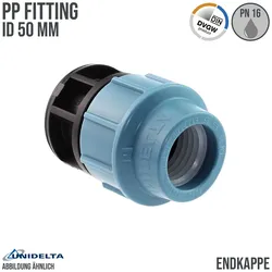 50 mm PE PP Fitting Klemm Verbinder Kappe Endkappe Endstück Muffe Verbinder  DVG...