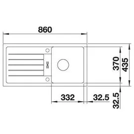 Blanco Favum 45 S links Einbau von Oben vulkangrau Excenterbetätigung 860 x 435 mm