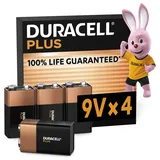 Duracell Plus 9V Block Batterien E-Block, 6LR61,