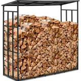 Hillvert Kaminholzregal mit Dach 190 x 76 x 186 cm schwarz
