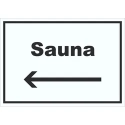 Sauna Schild mit Text und Richtungspfeil links Erholung Entspannung waagerecht A3 (297x420mm)