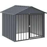 vidaXL Hundehütte mit Dach 117 x 103 x 102 cm Stahl Schwarz