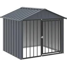 vidaXL Hundehütte mit Dach 117 x 103 x 102 cm Stahl Schwarz