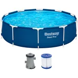 Bestway® Steel ProTM Frame Pool Set mit Filterpumpe Ø 305 x 76 cm, dunkelblau