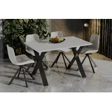 Endo-Moebel Esstisch Stol X 130cm - 210cm ausziehbar erweiterbar Design Küchentisch (Weiß Hochglanz) - Weiß