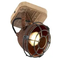 QAZQA Industriespot rostbraun mit Holz kippbar - Gina