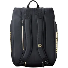 Wilson Defy V1 Padel-Tasche, Mit Thermoguard-Schutz für sechs Padel-Schläger, Kombiniert Komfort, Praktikabilität & Vielseitigkeit, Farbe: Schwarz/Gold