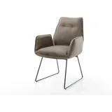 DELIFE Polsterstuhl Zoa-Flex, Kufengestell Schwarz Mikrofaser Taupe Vintage Taschenfederkern grau