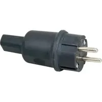 Kopp 170516048 TPE-Schutzkontakt-Stecker für Illuminationsleitung mit Knickschutz, Farbe: schwarz