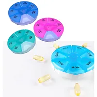 all-around24 Pillendose klein Rund 7 Tage Medikamentenbox 7 Fächer Tablettenbox Pillendosen Tabletten Wochenbox (1x Grün)