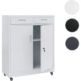 Mendler Aktenschrank HWC-O89, Stahlschrank Büroschrank, Rollen Türen Schubladen abschließbar Metall 116x90x40cm ~ weiß