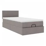 vidaXL Ottoman-Bett mit Matratze Taupe 100x200 cm Stoff