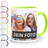 Moonworks® Fototasse, Tasse mit Foto und Text selbst gestalten, personalisierte Geschenke, Fotogeschenke hellgrün unisize