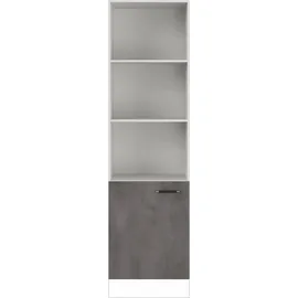 Impuls Küchen Seitenschrank IMPULS KÜCHEN "Prag", Breite/Höhe: 60/205,1 cm", grau (beton, optik schiefer dunkelgrau), B:60cm H:205,1cm T:57,6cm, Dekorfolie, Holzwerkstoff, Schränke, Seitenschrank, vormontiert, mit Drehtür, mit verstellbaren Fachböden
