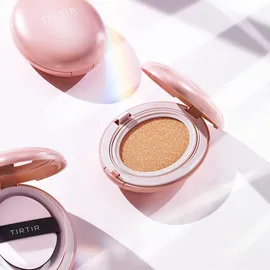 TIRTIR Mask Fit All Cover Pink Cushion Foundation | Hohe Deckkraft, Samtig-Mattes Finish, Leicht, Makelloses Ergebnis, Neutralisiert Rötungen, Koreanisches Cushion-Make-up (0,63 Fl Oz), 23N Sand