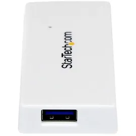 Startech StarTech.com 4 Port USB 3.0 SuperSpeed Hub - Weiß - Portabler externer Mini USB Hub mit eingebautem Kabel