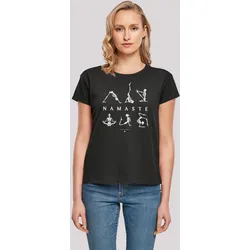 T-Shirt F4NT4STIC "Namaste Yoga Skelett Halloween", Damen, Gr. M, schwarz, Obermaterial: 100% Baumwolle, casual, oversize, Rundhals, Kurzarm ohne Bündchen, Shirts, Print