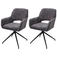 MCW 2er-Set Esszimmerstuhl MCW-N74, Küchenstuhl, drehbar Auto-Return, Stoff Chenille